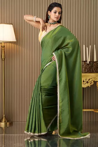 Mahendi silk blend fancy party saree