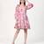 Pink flower print organza western dress