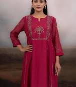 Rani pink desert palm dress with dupatta