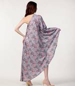 Grey poly crepe western dress