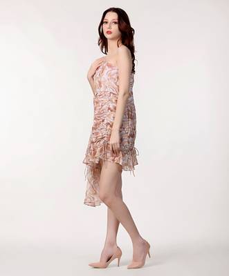 Multi colour crinkle chiffon western dress 3