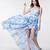 Sky blue poly georgette western dress