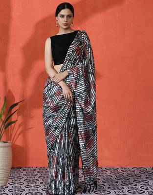 Multy chinon saree with digital print ceremonial wear 1