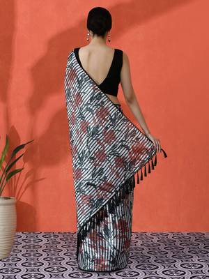 Multy chinon saree with digital print ceremonial wear 2