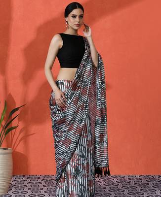 Multy chinon saree with digital print ceremonial wear 5