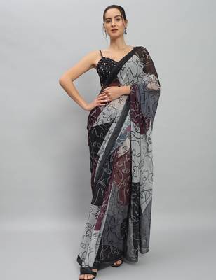 Multi georgette printed saree 1