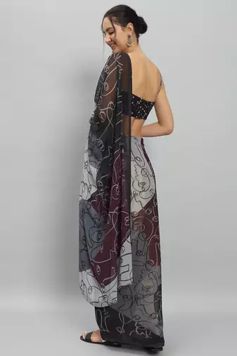 Multi georgette printed saree