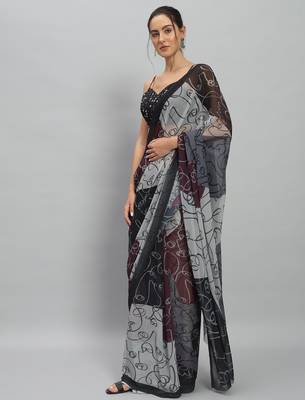Multi georgette printed saree 3