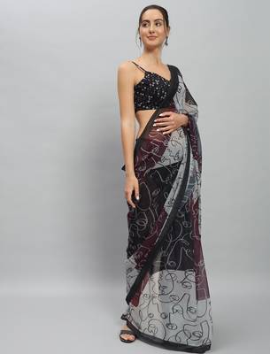 Multi georgette printed saree 4
