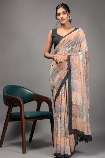 Orange color georgette fabric designer printed graceful ethnic saree