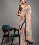 Orange color georgette fabric printed graceful ethnic saree