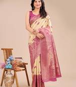 Magenta color banarasi silk wevon jacquard graceful ceremonial saree