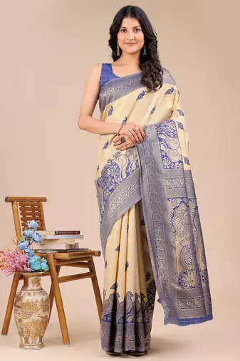 Navy blue color banarasi silk wevon jacquard designer graceful ceremonial saree