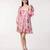 Pink flower print organza western dress