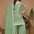 Light green chinon silk embroidered Palazzo suit