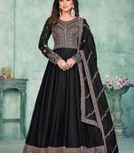 Black art silk embroidered anarkali suit