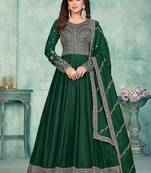 Green art silk embroidered anarkali suit