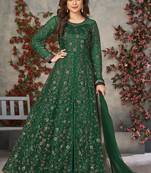Green net embroidered anarkali suit