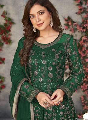 Green net embroidered anarkali suit 3