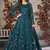 Teal net embroidered anarkali suit