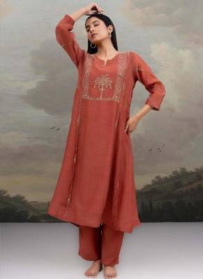 Rust desert palm dress with dupatta 3