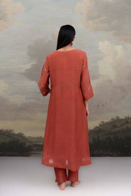 Rust desert palm dress with dupatta 5