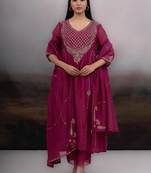 Rani pink ambia dress set with dupatta