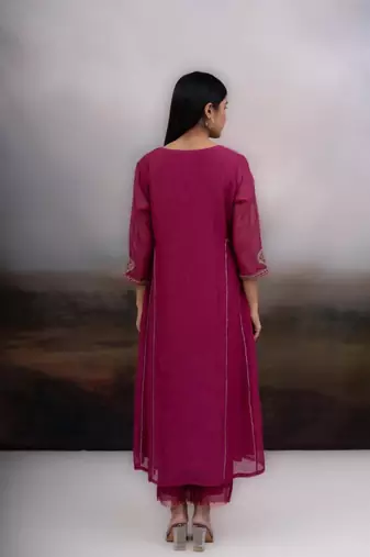 Rani pink ambia dress set with dupatta