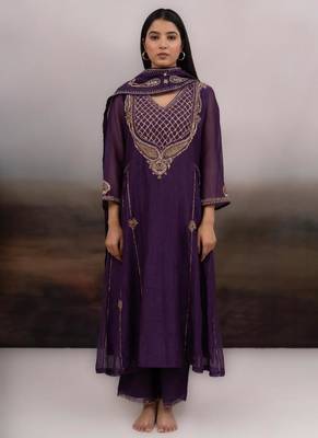Purple ambia dress set with dupatta 1