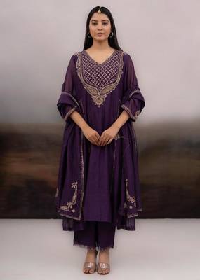 Purple ambia dress set with dupatta 3