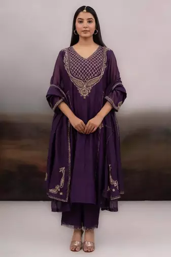 Purple ambia dress set with dupatta