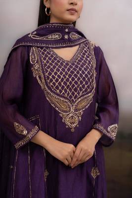 Purple ambia dress set with dupatta 5