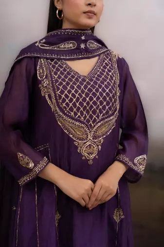 Purple ambia dress set with dupatta