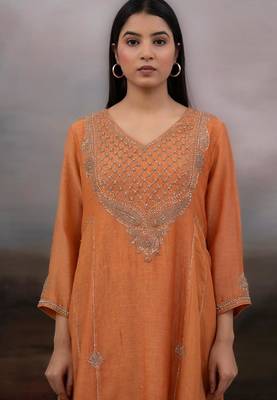 Rust orange ambia dress set with dupatta 1