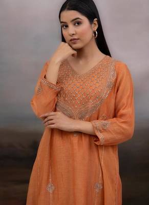 Rust orange ambia dress set with dupatta 3