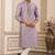 Men's purple straight kurta with plain banarasi art silk and without lining