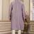 Men's purple straight kurta with plain banarasi art silk and without lining