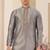Men's grey  straight kurta with plain banarasi art silk and without lining
