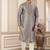 Men's grey  straight kurta with plain banarasi art silk and without lining