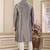 Men's grey  straight kurta with plain banarasi art silk and without lining