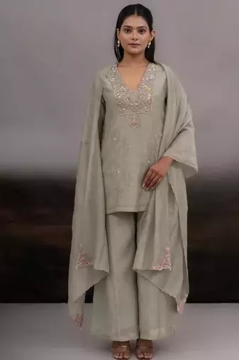 Grey matsya top and palazzo