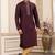 Men's wine  straight kurta with plain banarasi art silk and without lining