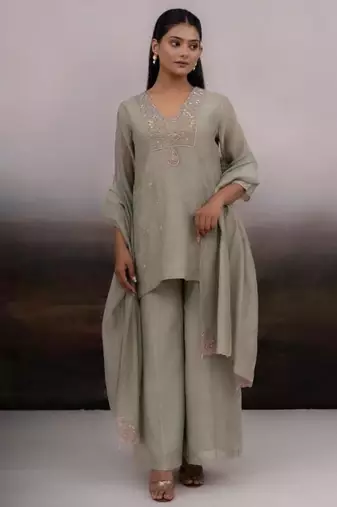 Grey matsya top and palazzo