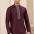 Men's wine  straight kurta with plain banarasi art silk and without lining
