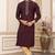 Men's wine  straight kurta with plain banarasi art silk and without lining