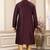 Men's wine  straight kurta with plain banarasi art silk and without lining