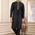 Men's black  straight kurta with plain banarasi art silk and without lining
