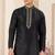 Men's black  straight kurta with plain banarasi art silk and without lining