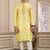 Men's yellow plain banarasi art silk straight kurta with without lining