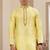 Men's yellow plain banarasi art silk straight kurta with without lining